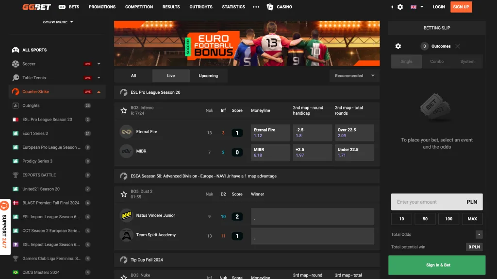 GGBet interface